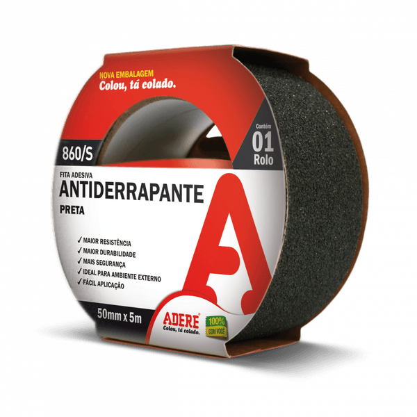 FITA ANTIDERRAPANTE PRETA ADERE 50MM X 5M 