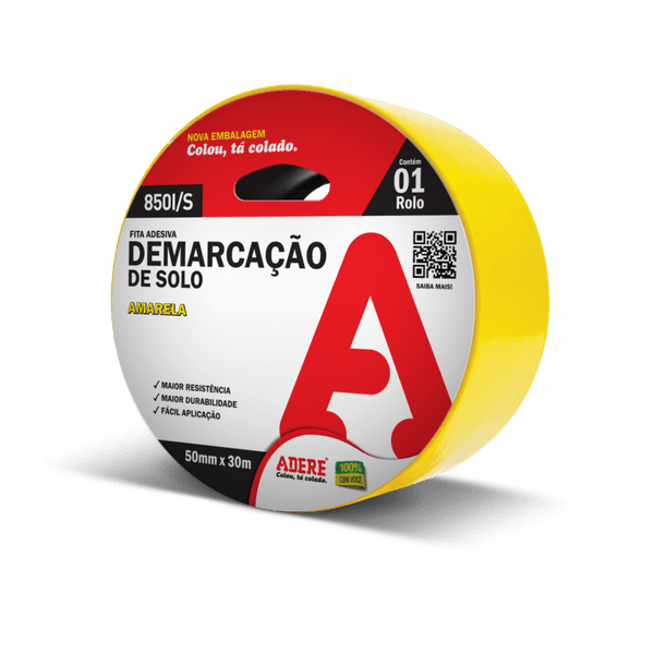 FITA ADESIVA DE DEMARCAÇÃO DE SOLO AMARELA ADERE 50MM X 15M