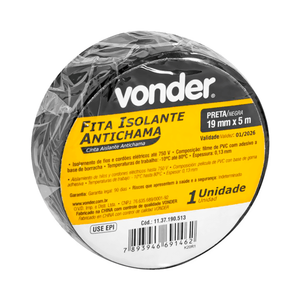 FITA ISOLANTE VONDER 19MM X 5M