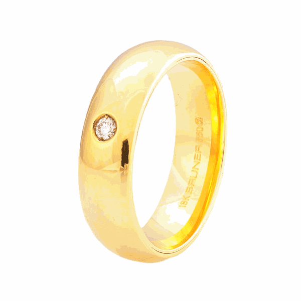 Aliança Casamento Pedras 6mm Ouro 18k (apenas Feminina)