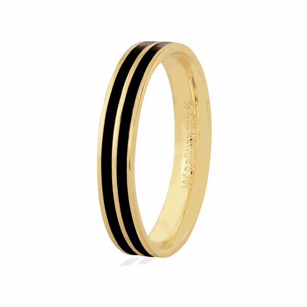 Aliança de Ouro 18K com Pigmento Negro 3,5mm