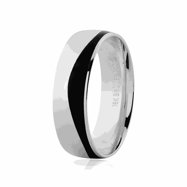 Aliança de Ouro Branco 18K com Pigmento Negro 6mm 