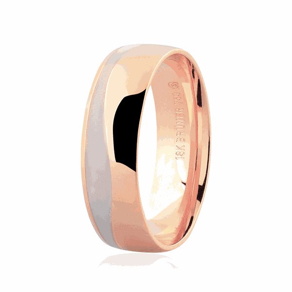 Aliança de Ouro Rosé 18K com Detalhe em Pigmento 6mm