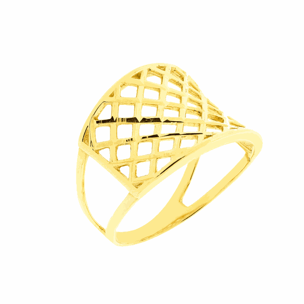 Anel de Ouro Amarelo 18K com Detalhe Vazado