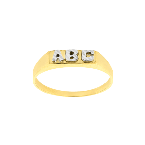 Anel em Ouro 18K &quot;ABC&quot; Bicolor