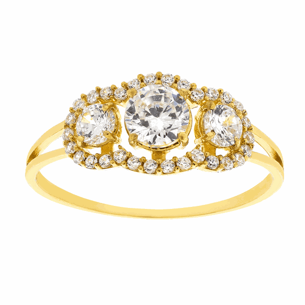Anel Feminino de Ouro 18K com Pedras de Zircônia - MI22922 - MICHELETTI JOIAS