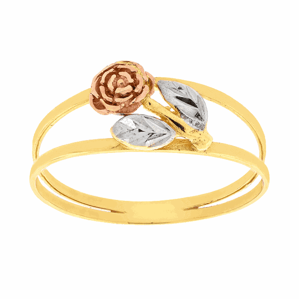 Anel Rosa Tricolor Pequeno em Ouro 18K