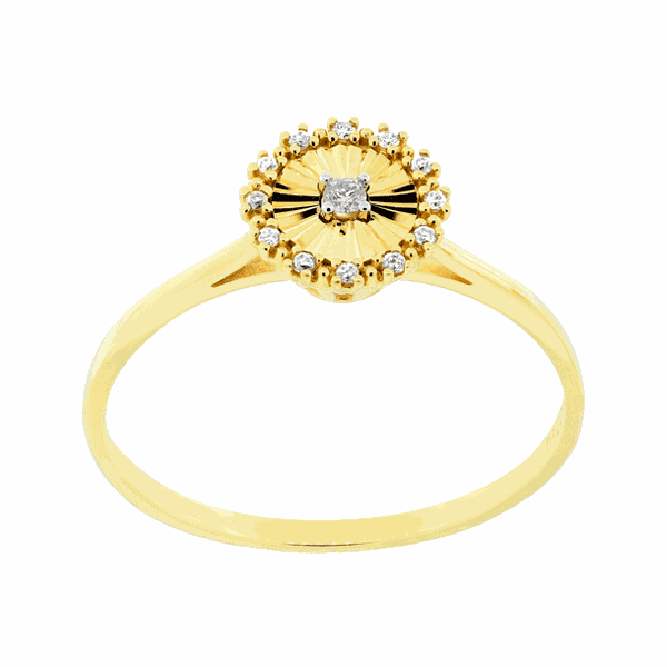 Anel Círculo Diamantado com Diamantes Ouro 18K