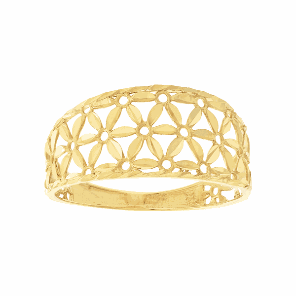 Anel em Ouro Amarelo 18K Trabalhado com Flores - MI26214 - MICHELETTI JOIAS