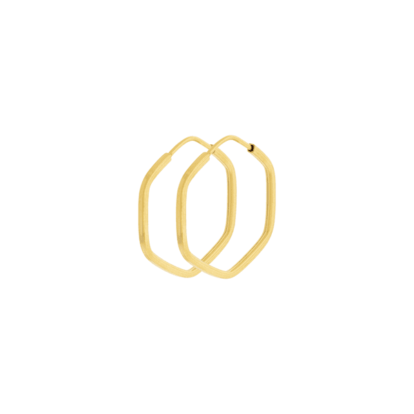 Brinco de Argola de Ouro 18K Hexagonal de 1,5cm