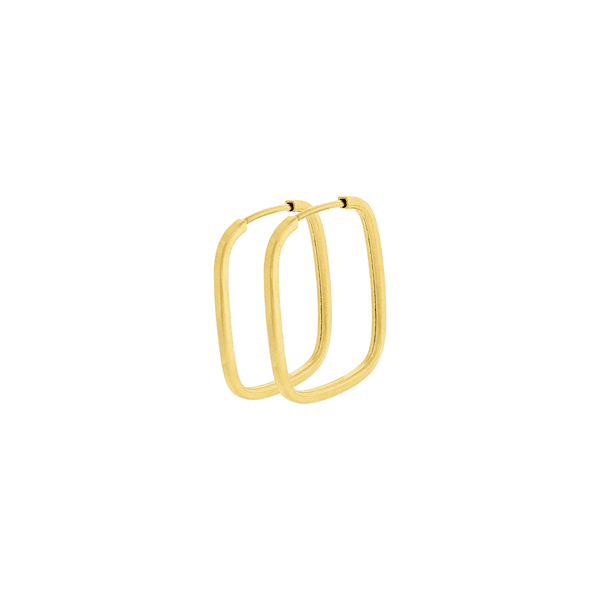 Brinco Retangular Tipo Argola em Ouro Amarelo 18K 1,5cm