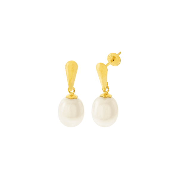 Brinco de Ouro 18K Pérola Pendente Base Gota - MI26568 - MICHELETTI JOIAS