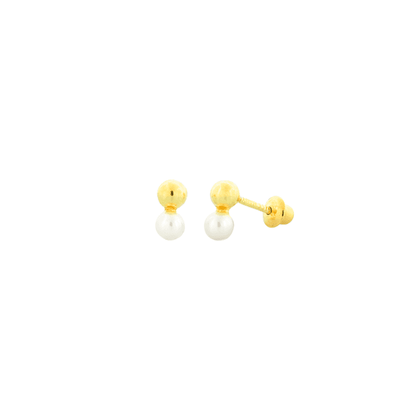 Brinco Infantil de Ouro 18K Bolinha e Pérola - MI20696 - MICHELETTI JOIAS