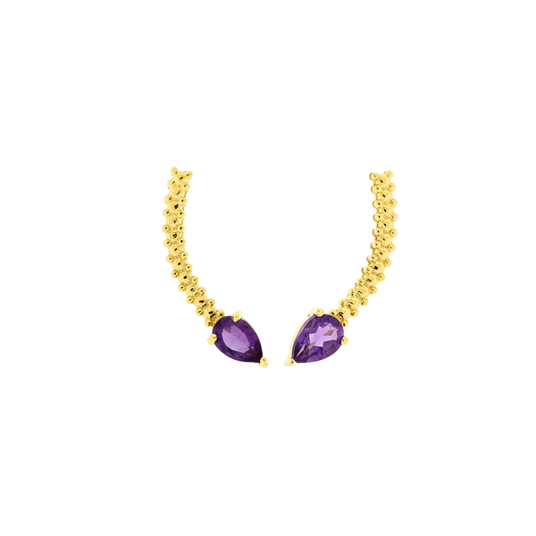 Brinco Ear Cuff Ouro 18K Pedra Ametista - MI21626 - MICHELETTI JOIAS