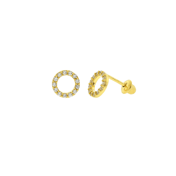 Brinco de Ouro 18K Círculo de Zircônias - MI22417 - MICHELETTI JOIAS