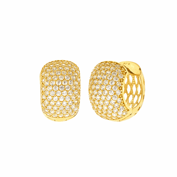 Brinco de Argola em Ouro 18K com Zircônias 1,5cm Largo