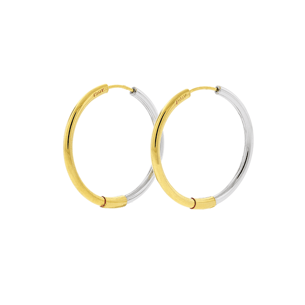 Brinco de Argola em Ouro Amarelo e Branco 18K 2,6cm