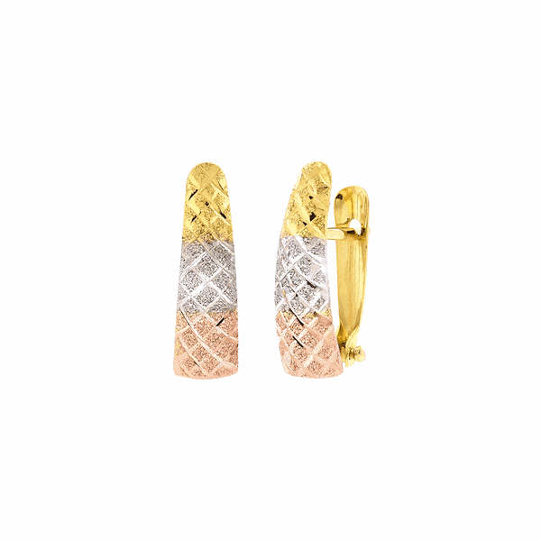 Brinco Feminino de Ouro 3 Cores 18K Diamantado