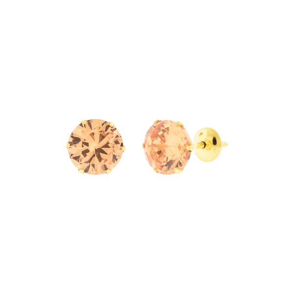 Brinco de Ouro 18K Zircônia Champanhe 6mm