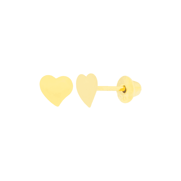 Brinco Infantil Coração 4,5mm Ouro Amarelo 18K