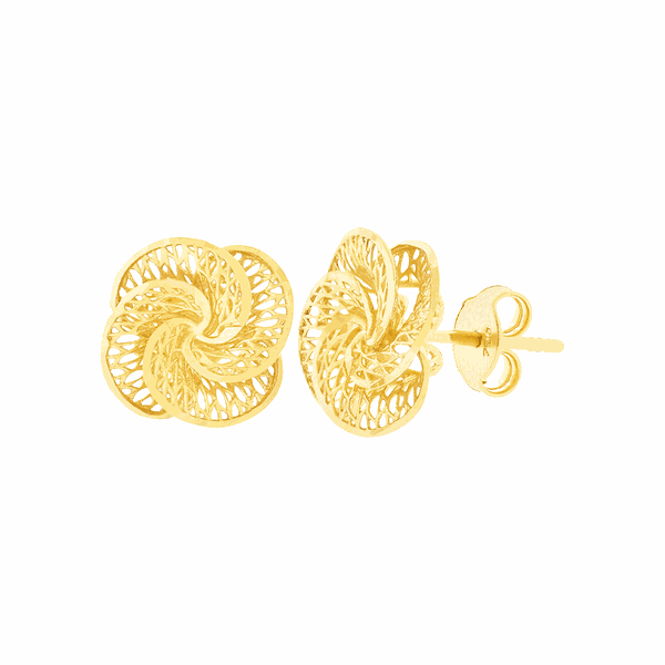 Brinco de Flor em Ouro 18K Pétalas Espiral