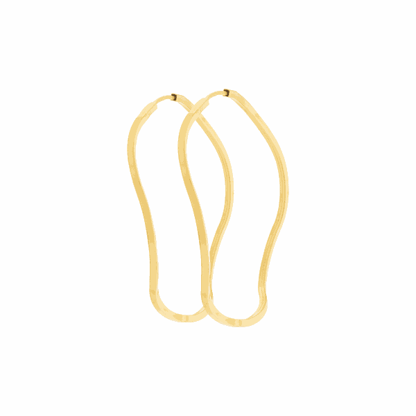 Brinco Argola Ouro Amarelo 18K Ondulado Fio Quadrado 3,8cm -... - MICHELETTI JOIAS