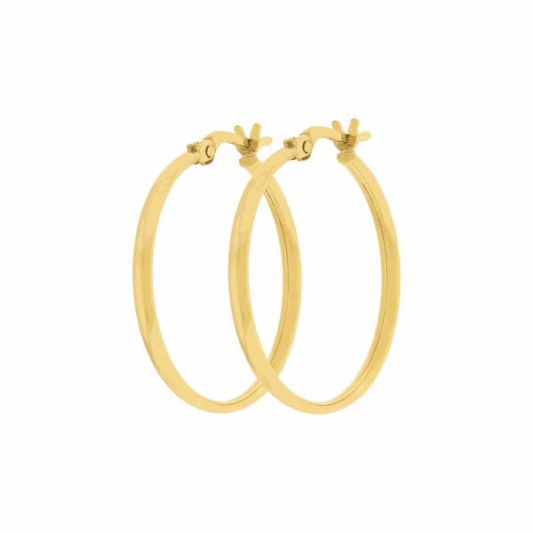 Brinco de Argola Ouro Amarelo 18K Meia Cana 2,5cm Diâmetro