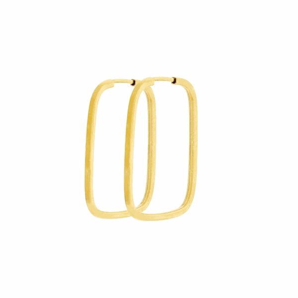 Brinco Retangular Tipo Argola Ouro Amarelo 18K 1,8cm