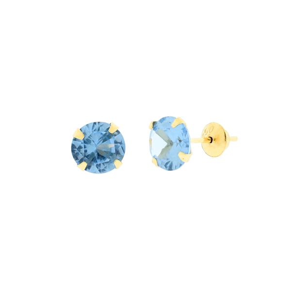 Brinco de Ouro 18K Zirconia Azul 6mm