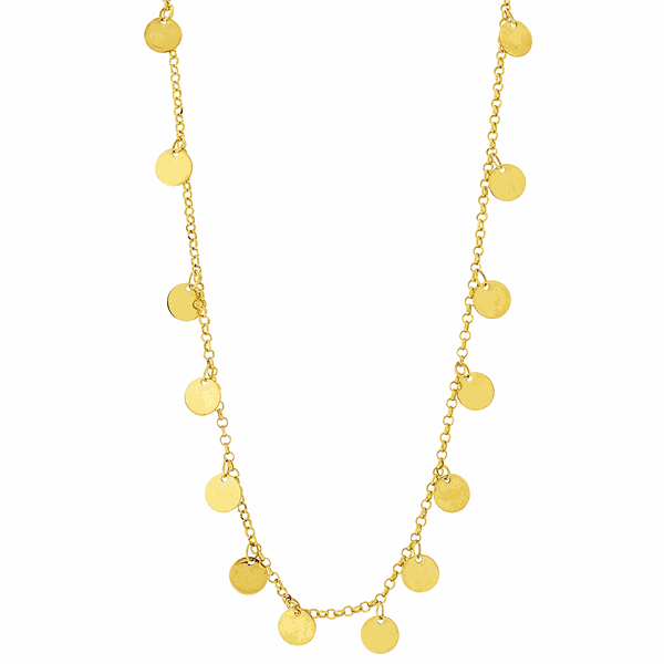 Gargantilha em Ouro 18K Choker com Discos Pendurados