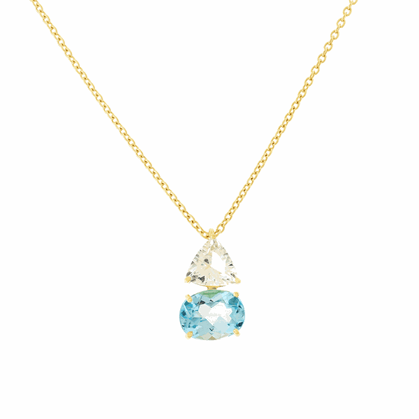 Gargantilha de Ouro 18K Pedras de Topázio Azul e Cristal - M... - MICHELETTI JOIAS