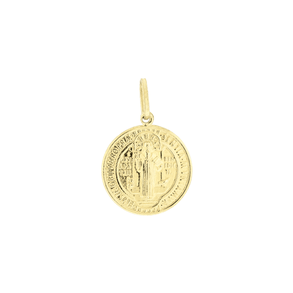 Pingente Medalha de Ouro 18K São Bento em Pé
