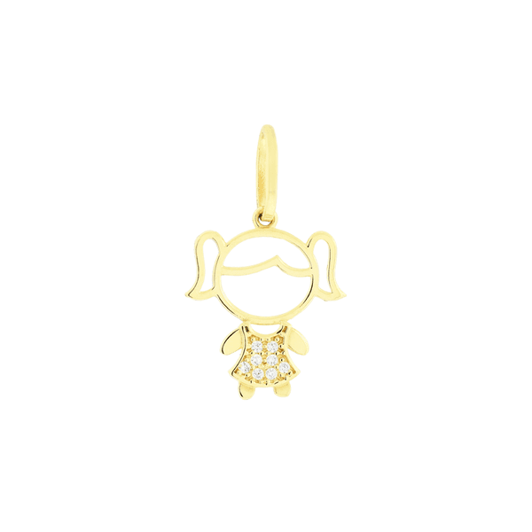 Pingente de Ouro 18K Filha Menina com Zirconias