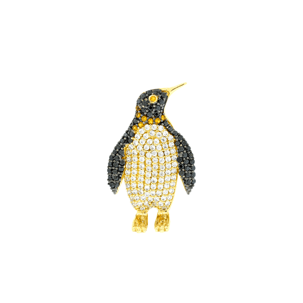 Pingente Pinguim de Ouro 18K com Zirconias Coloridas