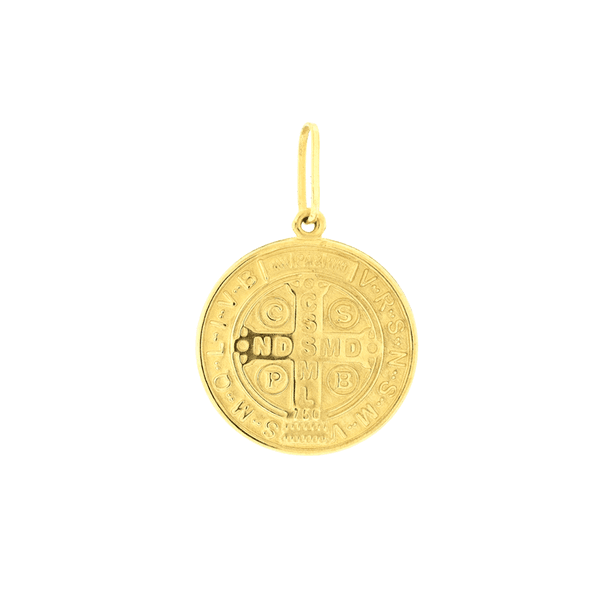 Pingente Ouro 18K Medalha de São Bento em Pé Grande