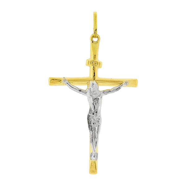 Pingente Crucifixo Ouro 18K Bicolor Grande