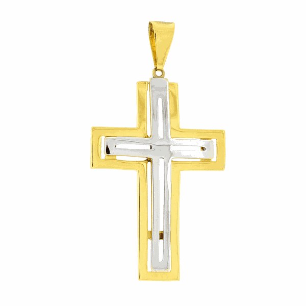 Pingente Cruz de Ouro 18K Bicolor Grande