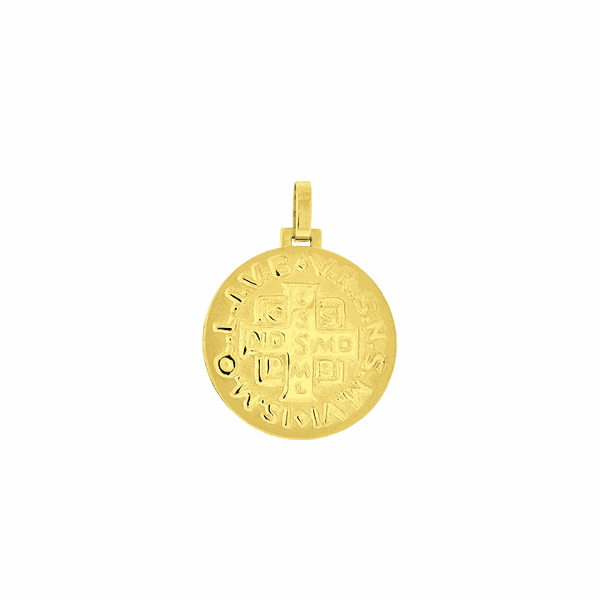 Pingente Ouro 18K Medalha de São Bento Grande 18mm