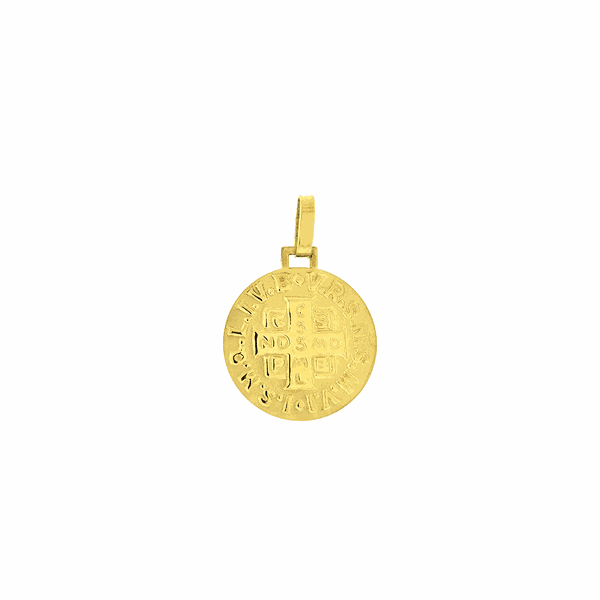 Pingente Ouro 18K Medalha de São Bento Média 15mm