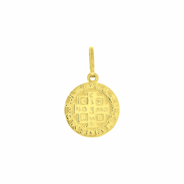 Pingente de Ouro 18K Medalha de São Bento Pequeno 12mm