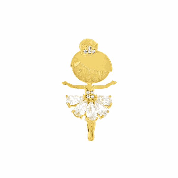 Pingente Bailarina com Zircônias em Ouro 18K