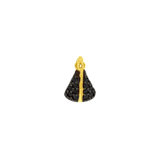 Pingente Nossa Senhora Aparecida de Ouro 18K Zirconias Negras