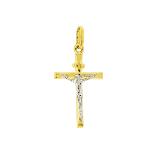 Pingente Crucifixo Ouro 18K Bicolor Pequeno