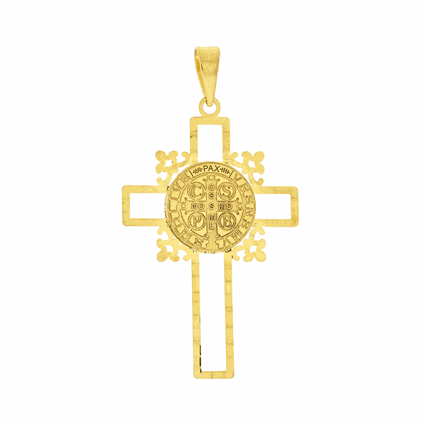 Pingente Ouro 18K Cruz com São Bento Grande - MI23088 - MICHELETTI JOIAS