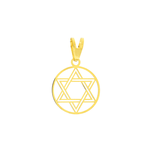 Pingente Estrela de Davi Ouro 18K Círculo Vazado 1,2cm