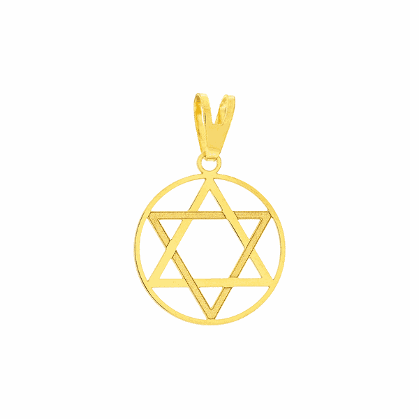 Pingente Estrela de Davi Ouro 18K Círculo Vazado 1,5cm