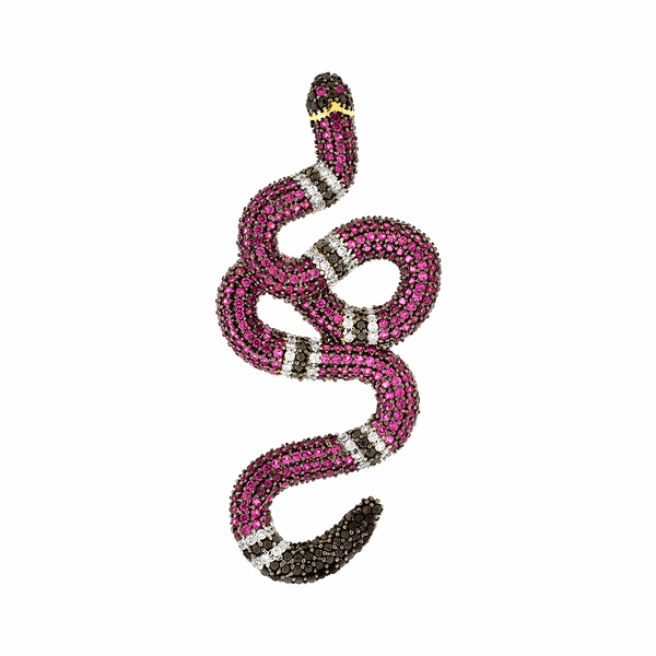 Pingente Cobra Coral em Ouro 18K com Zircônias