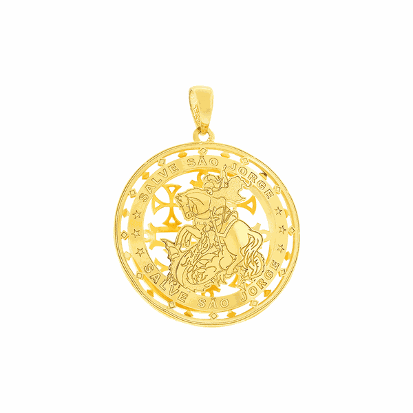 Pingente de São Jorge em Ouro 18K