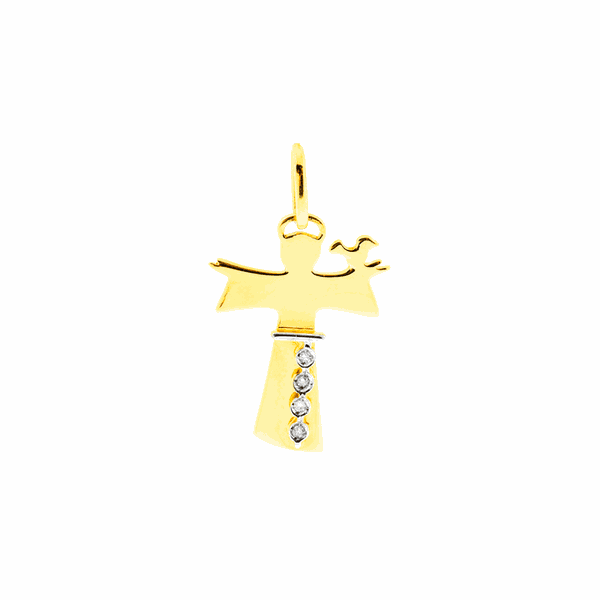 Pingente Cruz de São Francisco com Brilhantes Ouro 18K