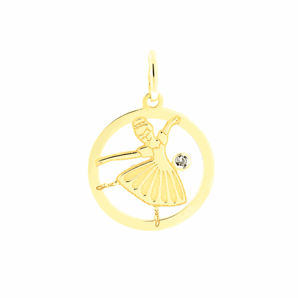 Pingente Bailarina com Brilhante em Ouro 18K